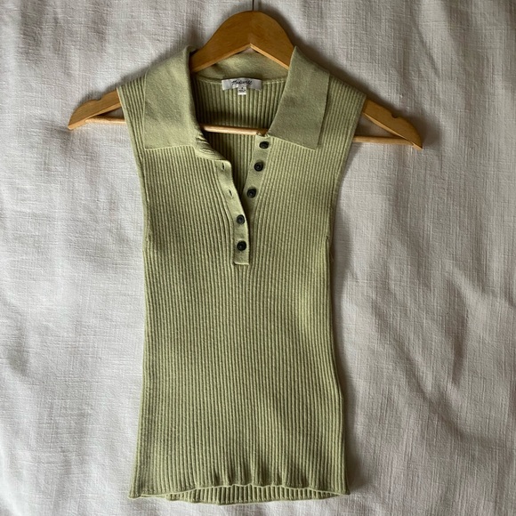 Madewell Tops - Madewell Owen Polo Sweater Tank in faded seagrass